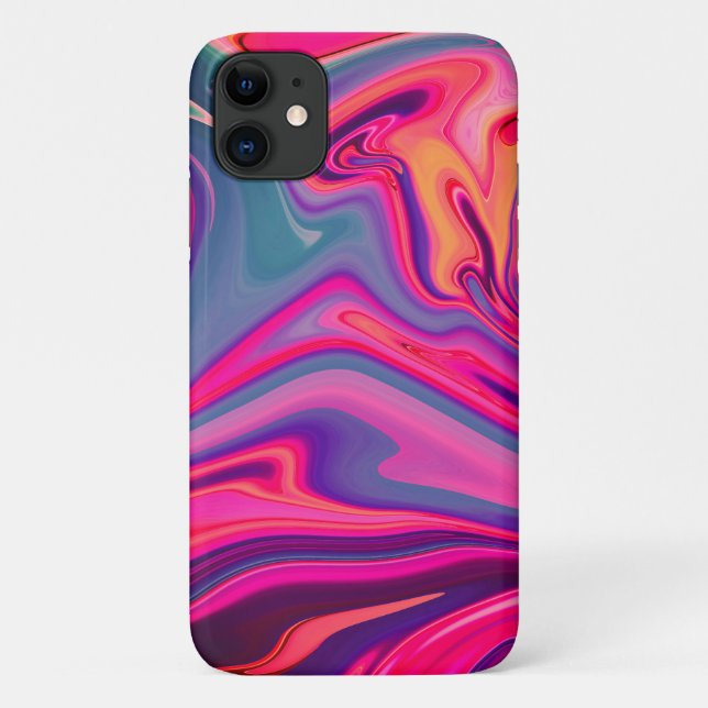 Trendy Bright Blue Pink Green Abstract Pattern Case-Mate iPhone Case (Back)
