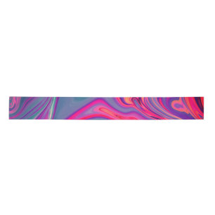 Trendy Bright Blue Pink Green Abstract Pattern Satin Ribbon