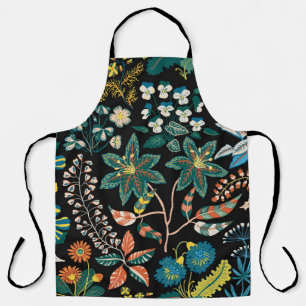 Trendy bright Floral pattern in the many kind of f Apron