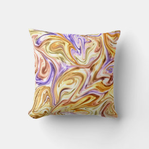 Trendy Bright Gold Purple Waves Abstract Pattern  Cushion