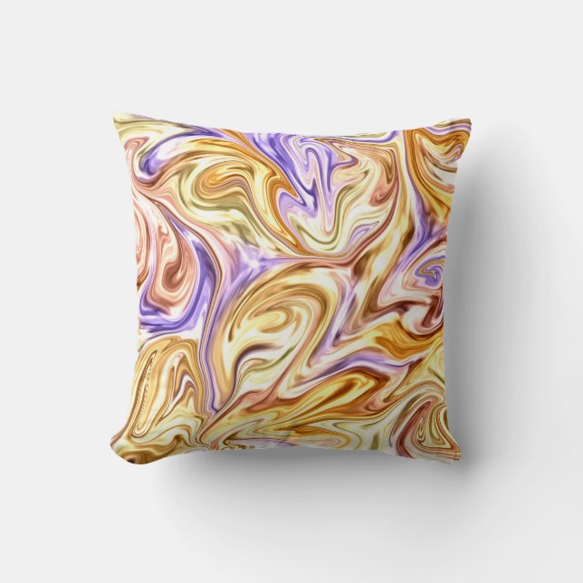 Trendy Bright Gold Purple Waves Abstract Pattern  Cushion (Front)