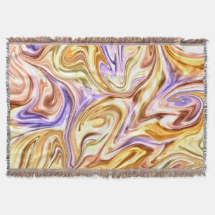Trendy Bright Gold Purple Waves Abstract Pattern Throw Blanket
