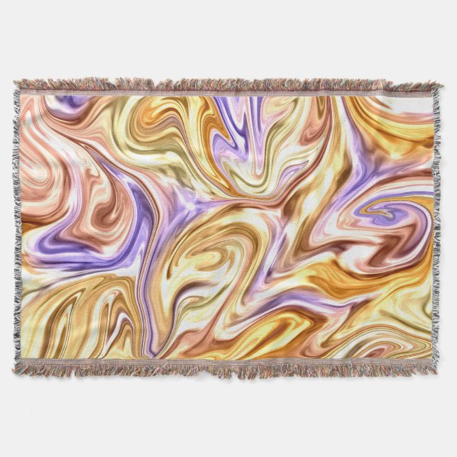 Trendy Bright Gold Purple Waves Abstract Pattern  Throw Blanket (Front)