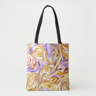 Trendy Bright Gold Purple Waves Abstract Pattern  Tote Bag
