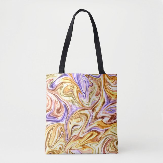 Trendy Bright Gold Purple Waves Abstract Pattern  Tote Bag (Front)