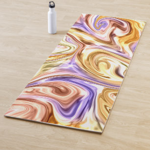 Trendy Bright Gold Purple Waves Abstract Pattern  Yoga Mat