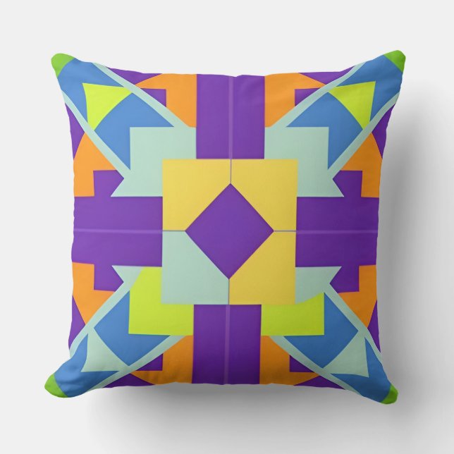 Trendy Bright Home Decor Geometric Colour Explosio Cushion (Front)
