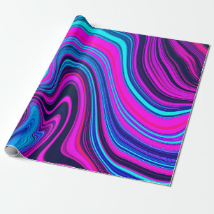 Trendy Bright Neon Purple Pink Abstract Pattern Wrapping Paper