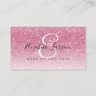 Trendy Bright Pink Glitter Makeup Artist Hair Salo Business Card