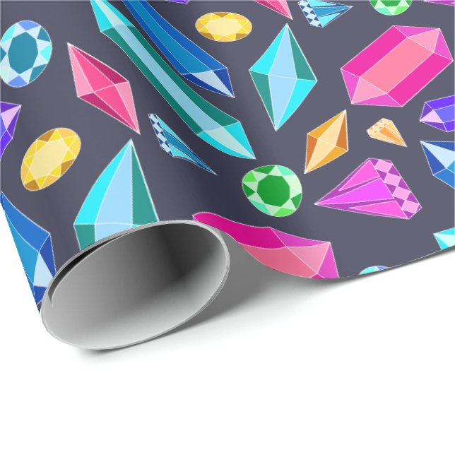 Trendy Bright Rainbow Gems Jewels Wrapping Paper (Roll Corner)