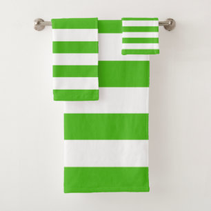 Trendy Bright Summer Kelly Green Stripes Bath Towel Set