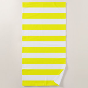Trendy Bright Summer Radiant Yellow Stripes Beach Towel