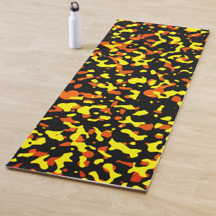 Trendy bright Yellow and Orange Camouflage Pattern Yoga Mat