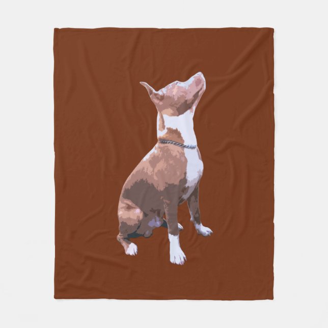 Trendy brown and white Pit Bull dog Fleece Blanket (Front)