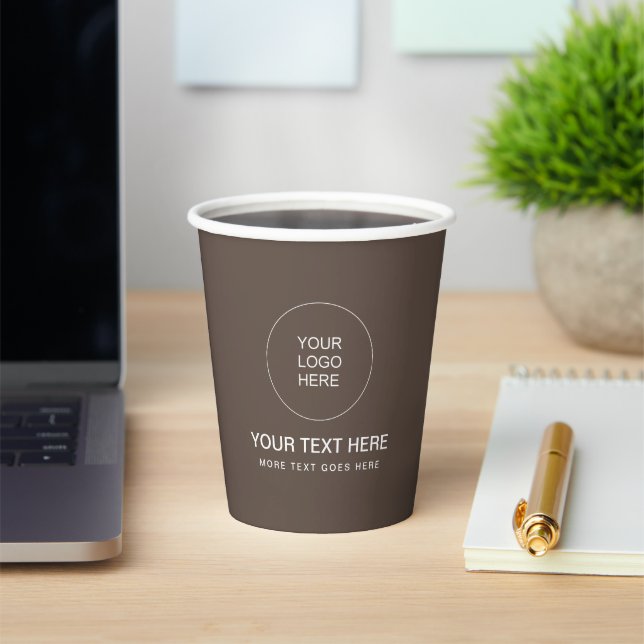 Trendy Brown Business Logo Modern Minimal Papercup Paper Cups (Insitu)