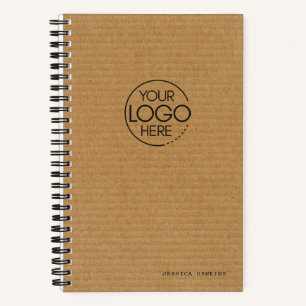 Trendy Brown Corrugated Cardboard Modern Logo Notebook