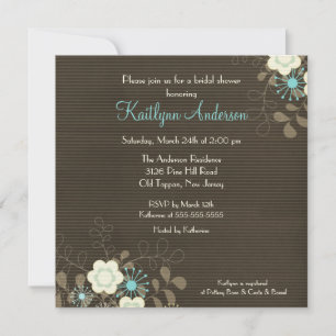 Trendy Brown Floral Bridal Shower Invitation