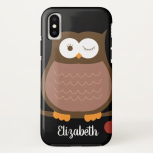 Trendy Brown Owl w/ Name Cell Phone Case