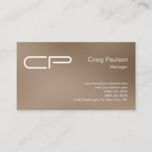 Trendy Browny Chic Monogram Business Card