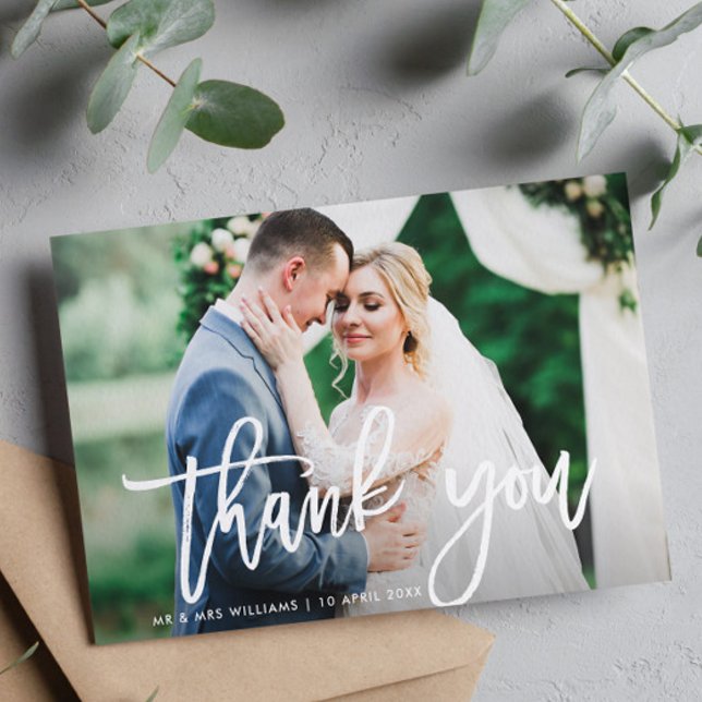 trendy brush lettering wedding thank you card (Creator Uploaded)