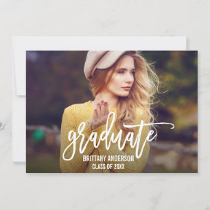 Trendy Brush Script Graduation Announcement Card