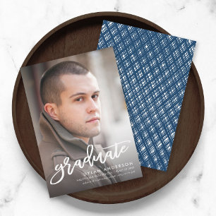 Trendy Brush Script Photo Graduation Announcement