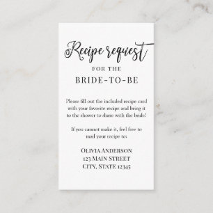 Trendy Brush Script Recipe Request  Enclosure Card