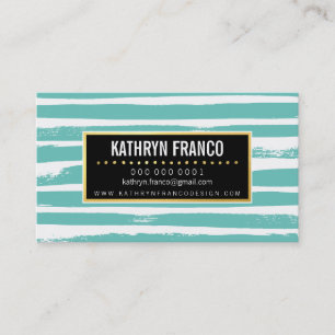 TRENDY BRUSH STROKE cute stylish paint mint gold Business Card