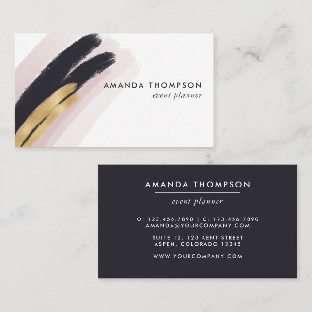 Trendy Brush Strokes Collage Business Card (Front/Back)