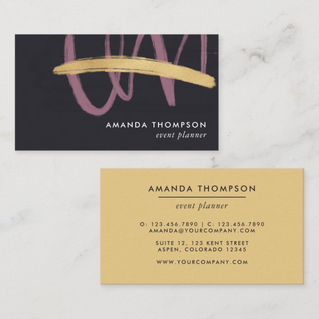 Trendy Brush Strokes Collage Business Card (Front/Back)