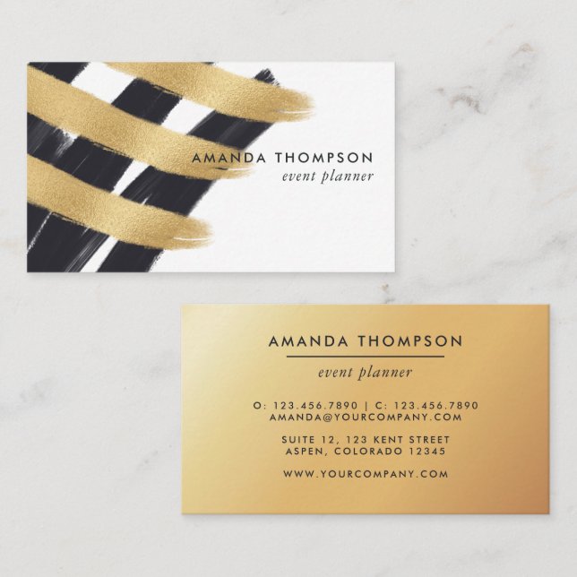 Trendy Brush Strokes Collage Business Card (Front/Back)