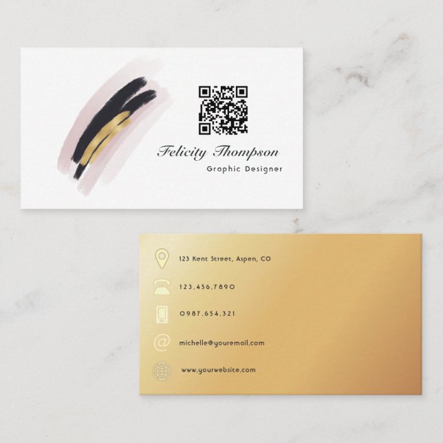 Trendy Brush Strokes Collage Business Card (Front/Back)