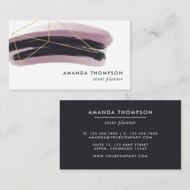 Trendy Brush Strokes Collage Business Card (Front/Back)