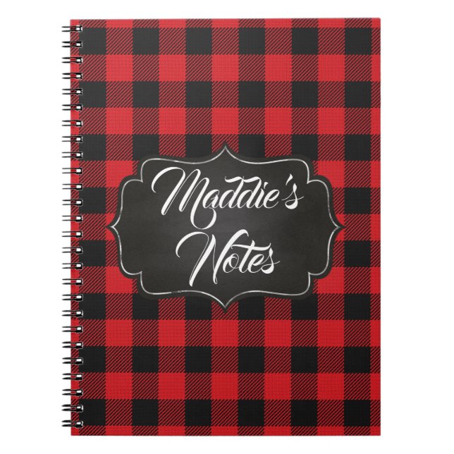 Trendy Buffalo Check Photo Personalised Notebook (Front)