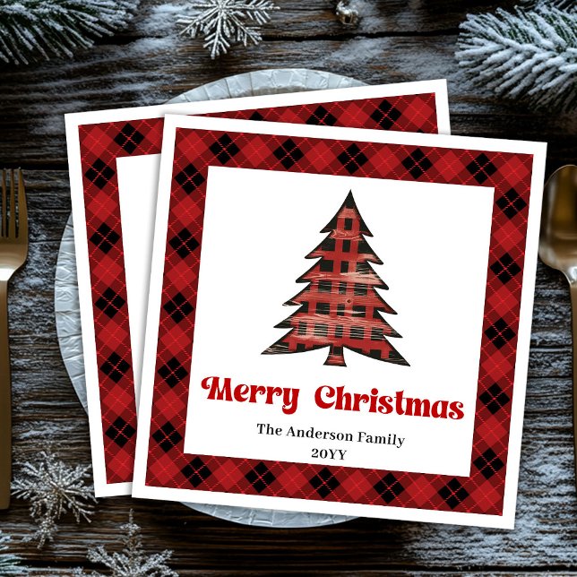 Trendy Buffalo Christmas Napkin Editable Design (Trendy Buffalo Christmas Napkin Editable Design)