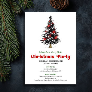 Trendy Buffalo Christmas Tree Holiday Gathering Invitation