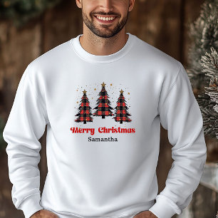 Trendy Buffalo Plaid Tree Xmas Hoodie Cosy Fashion