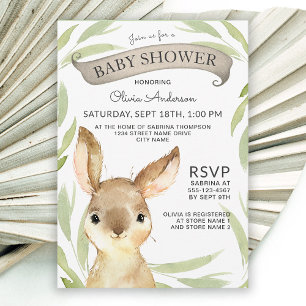 Trendy Bunny Rabbit Theme Baby Shower Invitation
