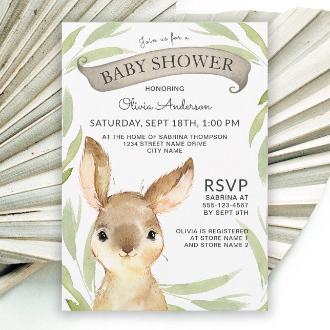 Trendy Bunny Rabbit Theme Baby Shower Invitation (Creator Uploaded)