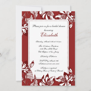 Trendy Burgundy Floral Bridal Shower Invitation
