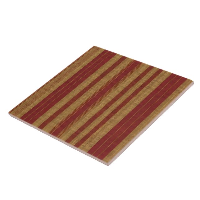 Trendy Burgundy Gold Luxury Linen Collection Ceramic Tile (Side)