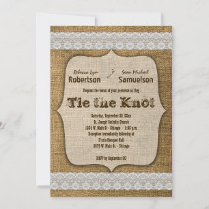 Trendy Burlap And Lace Wedding Invite