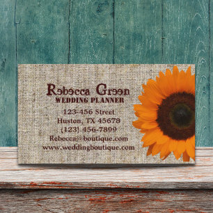 trendy burlap western country garden sunflower business card