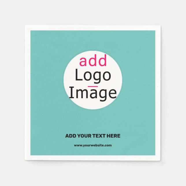 Trendy Business Custom Logo Fresh Mint Green Napkin (Front)