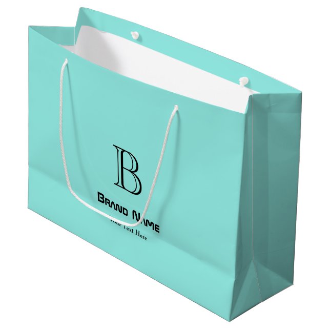 Trendy Business Custom Monogram Minimalist Large Gift Bag (Front Angled)