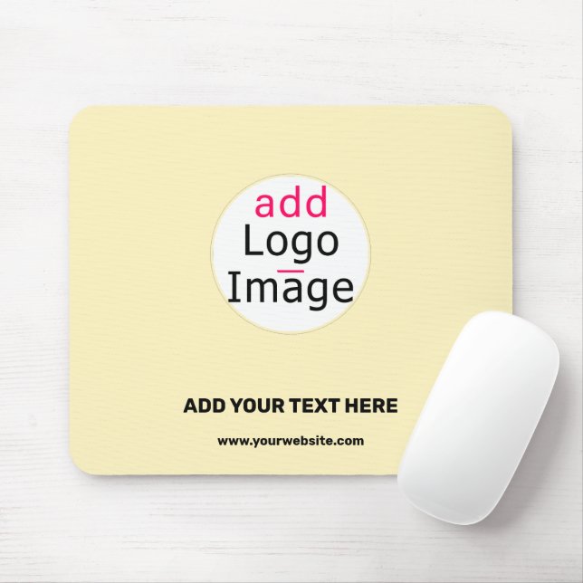 Trendy business customisable light vanilla yellow mouse pad (With Mouse)