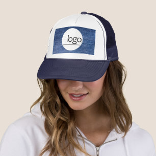 TRENDY BUSINESS LOGO DENIM BLUE COMPANY EMPLOYEE   TRUCKER HAT