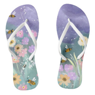 Trendy Buzzing Bees Garden Delight Thongs