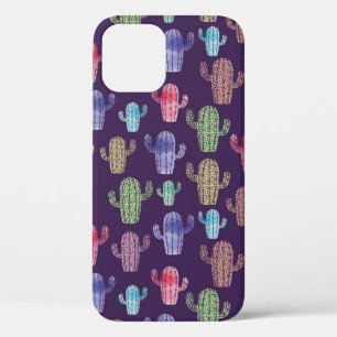 Trendy cactus watercolor drawing seamless pattern  iPhone 12 case