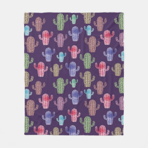 Trendy cactus watercolor drawing seamless pattern fleece blanket